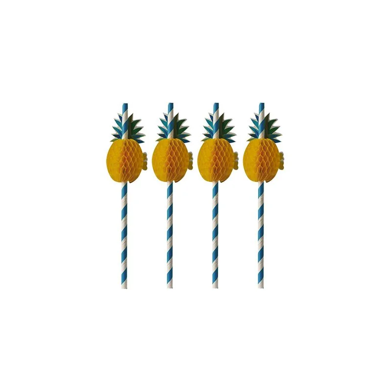PAPSTAR Papier-Trinkhalm "Pineapple", 200 mm, blau/weiß (EAN: 4002911806760)