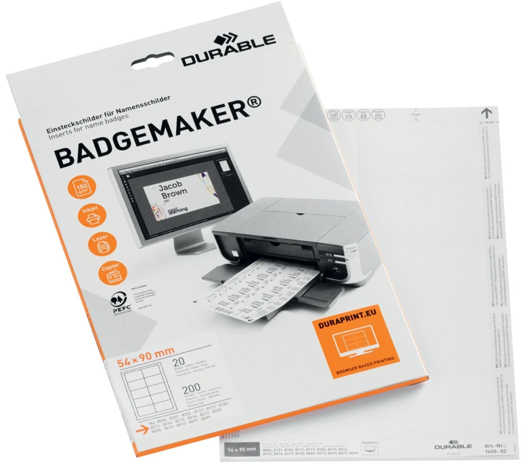 DURABLE Einsteckschilder für Namensschilder, 90 x 54 mm, weiß (EAN: 4005546140551)
