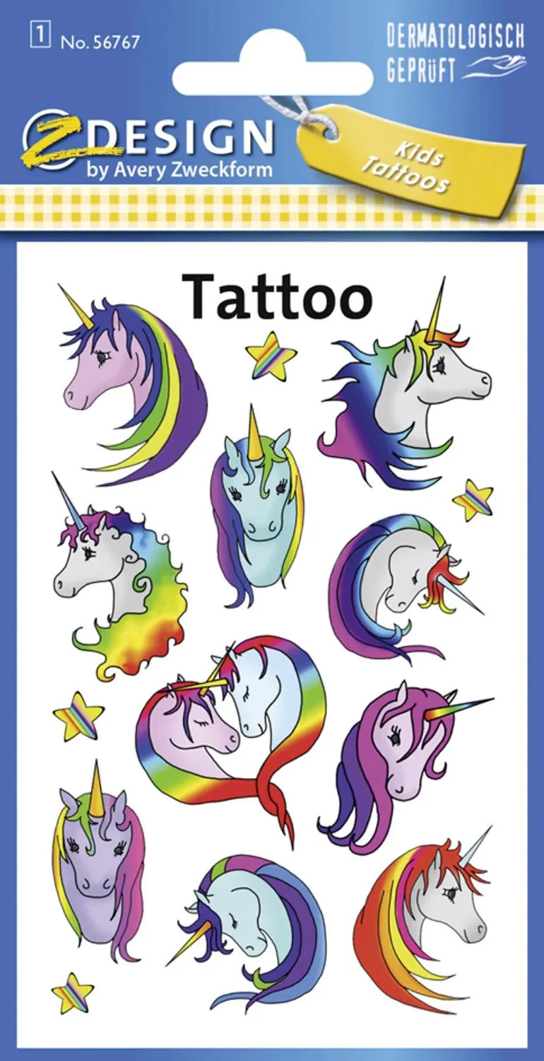 AVERY Zweckform ZDesign Kids Tattoos "Einhorn" (EAN: 4004182567678)