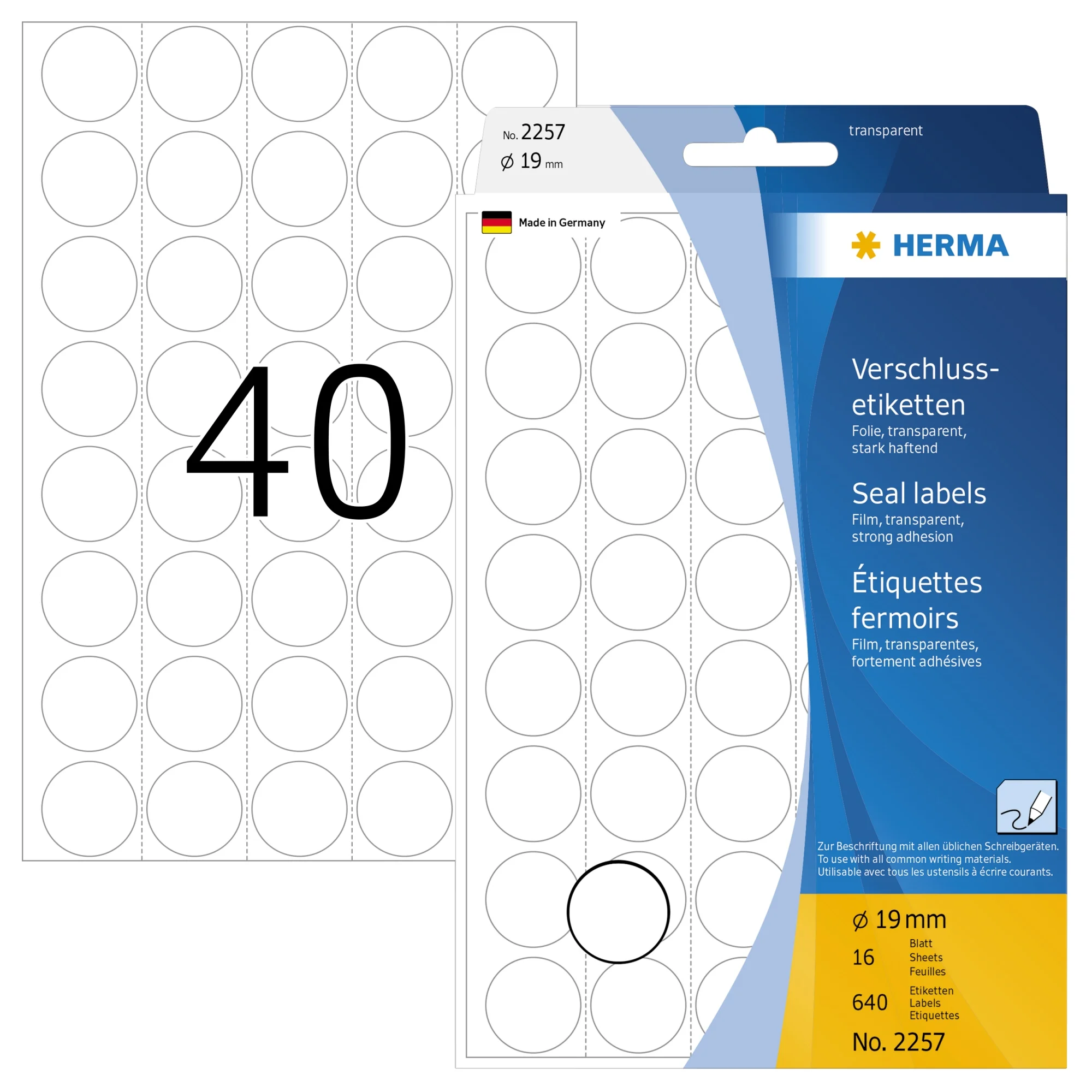 HERMA Verschlußetiketten, Durchmesser: 19 mm, transparent (EAN: 4008705022576)