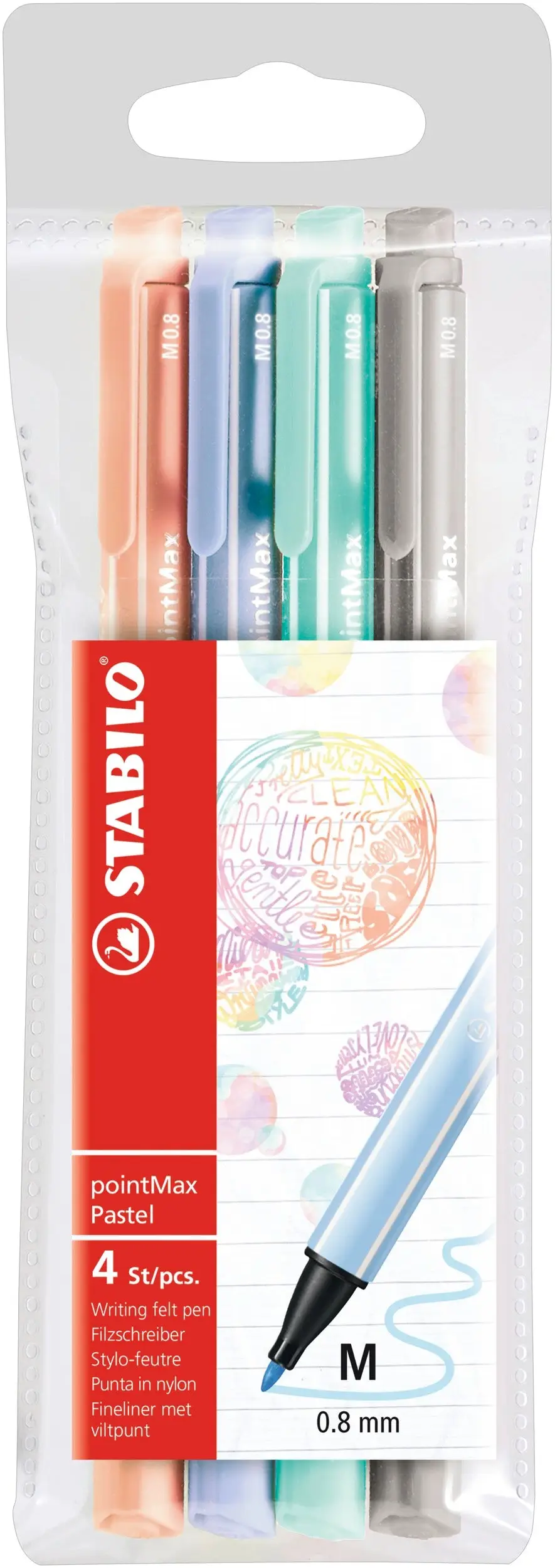 STABILO Fasermaler pointMax Pastell, 4er Kunststoffetui (EAN: 4006381519694)