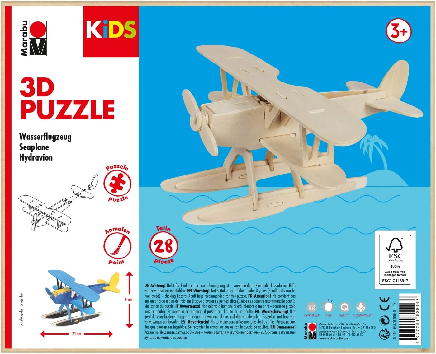 Marabu KiDS 3D Puzzle "Wasserflugzeug", 28 Teile (EAN: 4007751605467)