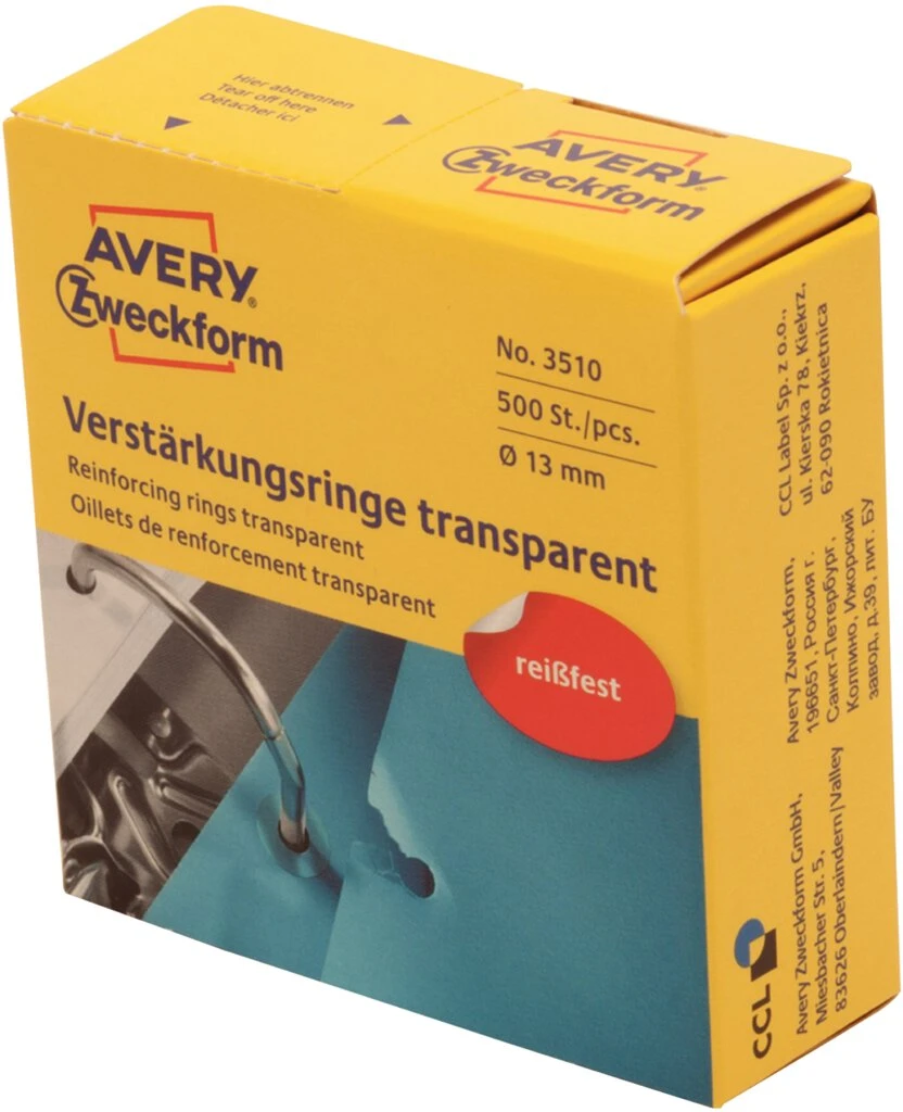 AVERY Zweckform Lochverstärkungsringe 13 mm, transparent (EAN: 4004182035108)
