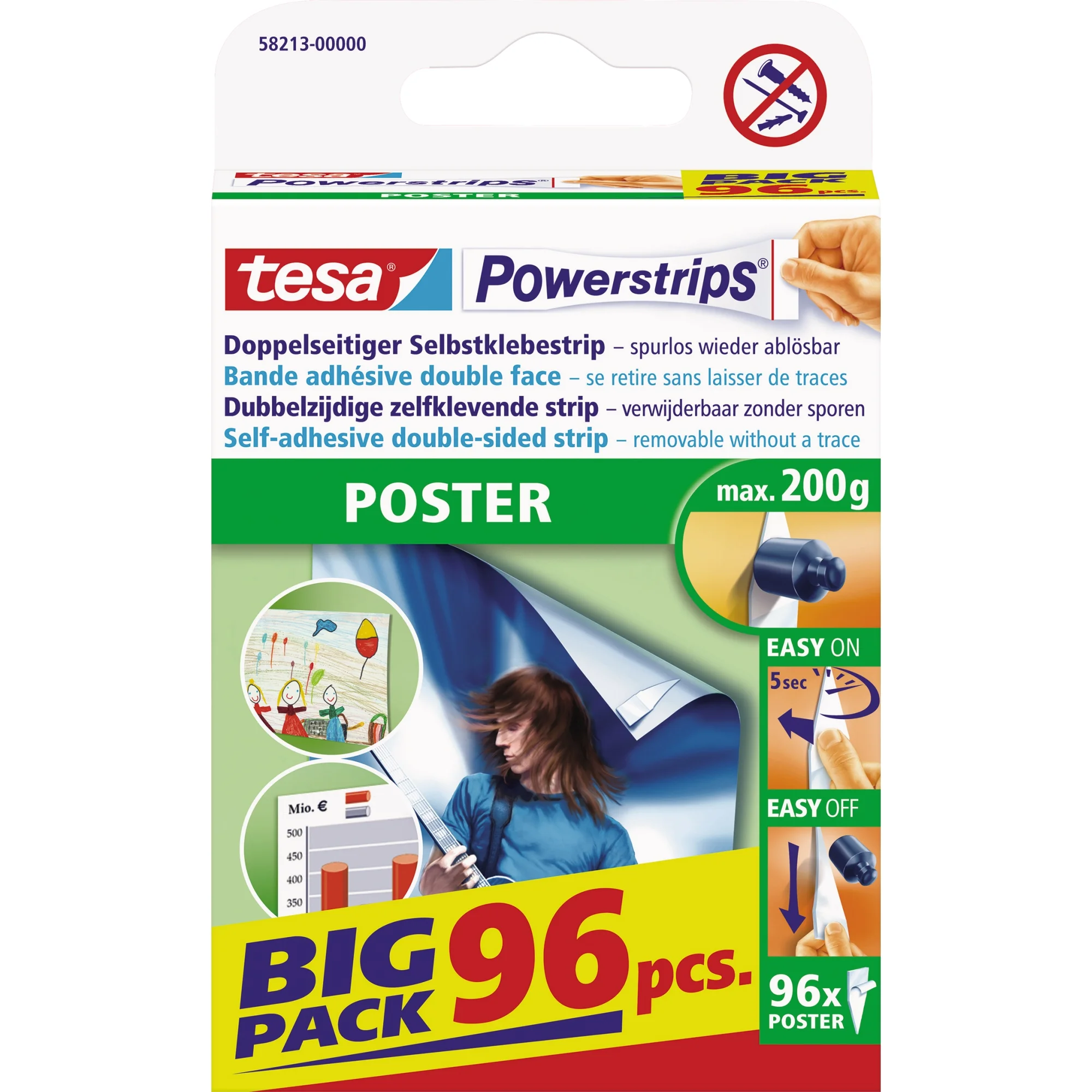 tesa Powerstrips POSTER, Haltekraft: max. 0,2 kg (EAN: 4042448018632)