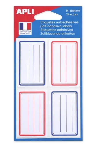 APLI Buchetiketten, weiß/blau, 36 x 56 mm, liniert (EAN: 3270240112772)
