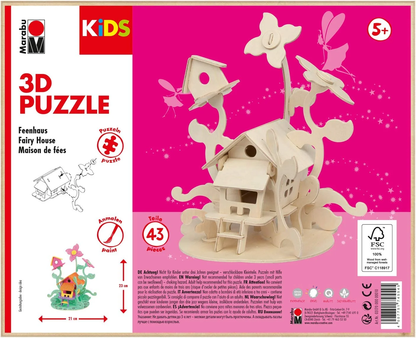 Marabu KiDS 3D Puzzle "Feenhaus", 43 Teile (EAN: 4007751745545)