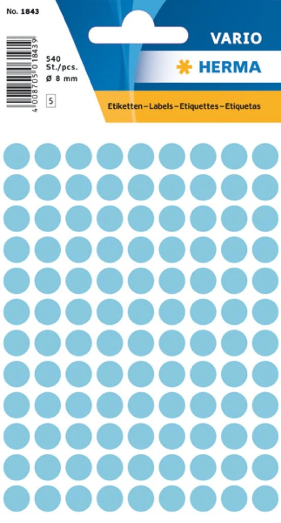 HERMA Markierungspunkte, Durchmesser: 8 mm, blau (EAN: 4008705018432)