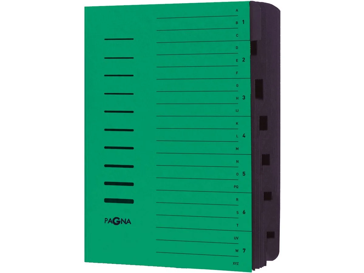 PAGNA Ordnungsmappe, DIN A4, aus Karton, 7 Fächer, grün (EAN: 4013951002142)
