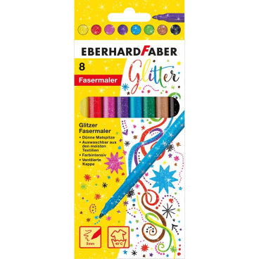 EBERHARD FABER Glitter-Fasermaler, 8er Kartonetui (EAN: 4087205510080)