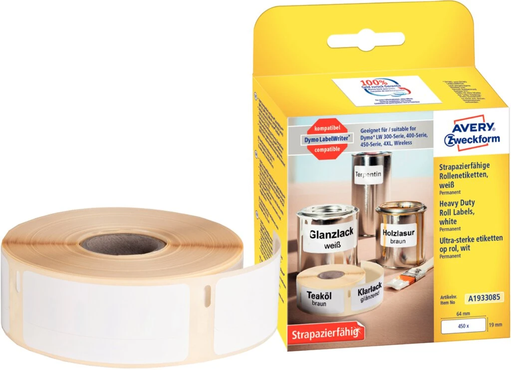 AVERY Zweckform Strapazierfähige Rollenetiketten, 19 x 64 mm (EAN: 4004182617274)