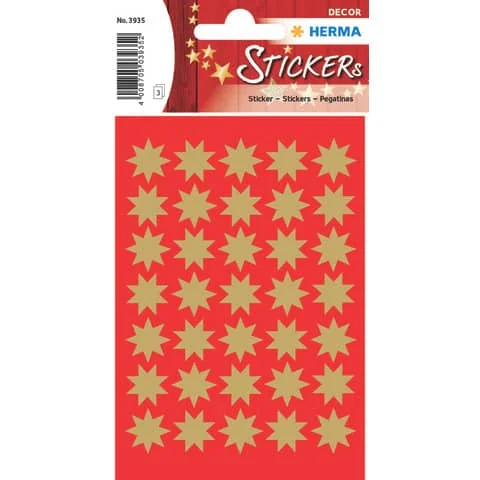 HERMA Weihnachts-Sticker DECOR "Sterne", 15 mm, gold (EAN: 4008705039352)