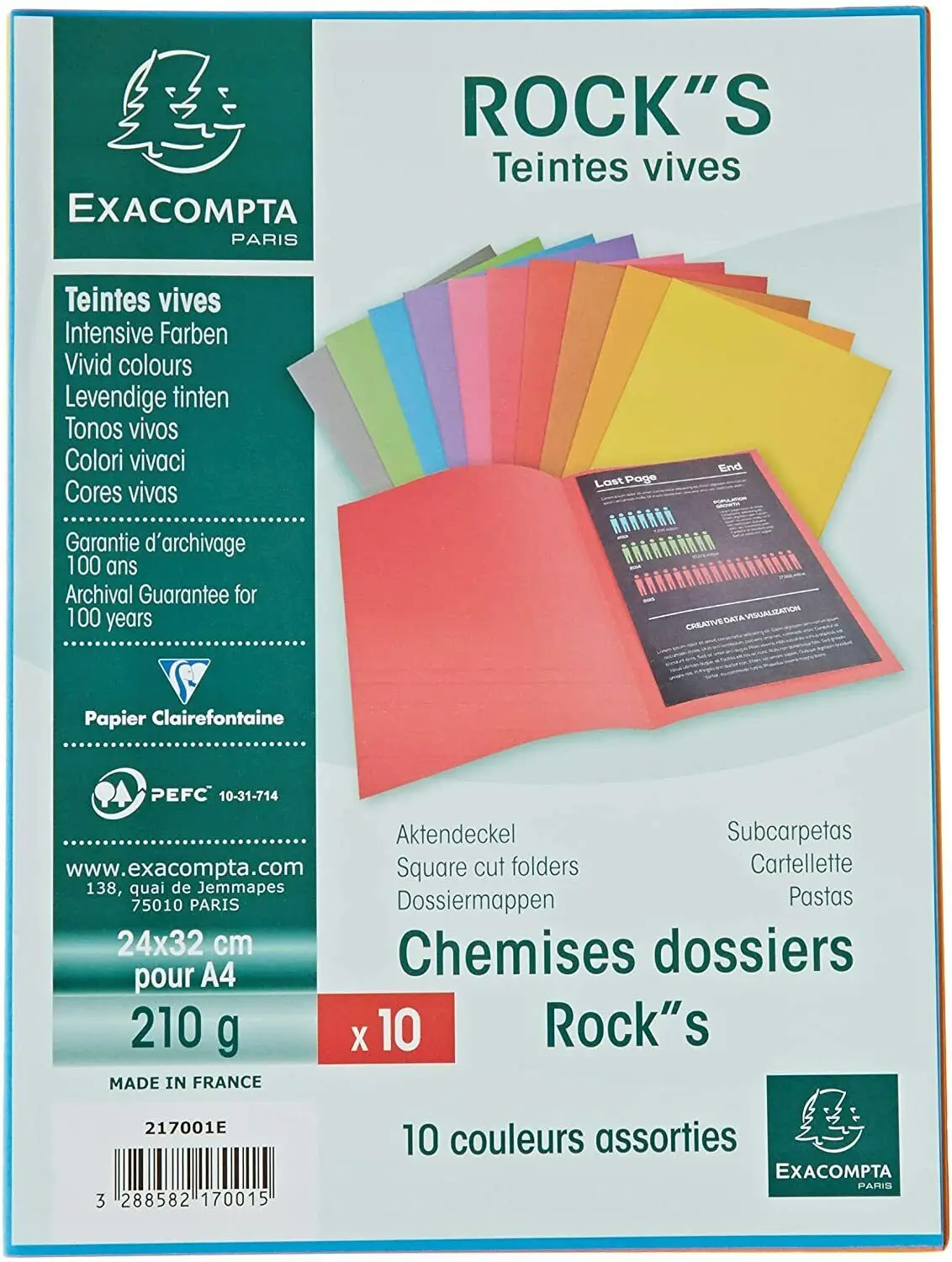 EXACOMPTA Aktendeckel ROCK'S, DIN A4, 210 g/qm, sortiert (EAN: 3288582170015)
