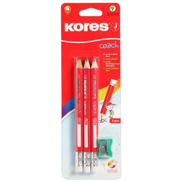 Kores Bleistift COACH, dreieckig, Härtegrad: 2 HB, 3er Pack (EAN: 9023800925336)