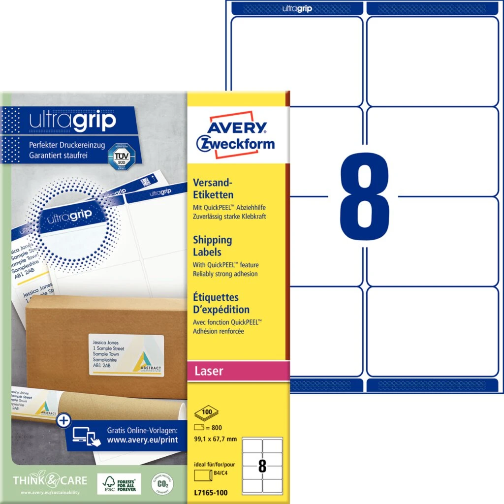 AVERY Zweckform Versand-Etiketten, 99,1 x 67,7 mm, hochweiß (EAN: 4004182471654)