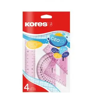 Kores Geometrie-Set GEO15, 4-teilig, farbig sortiert (EAN: 9023800421036)