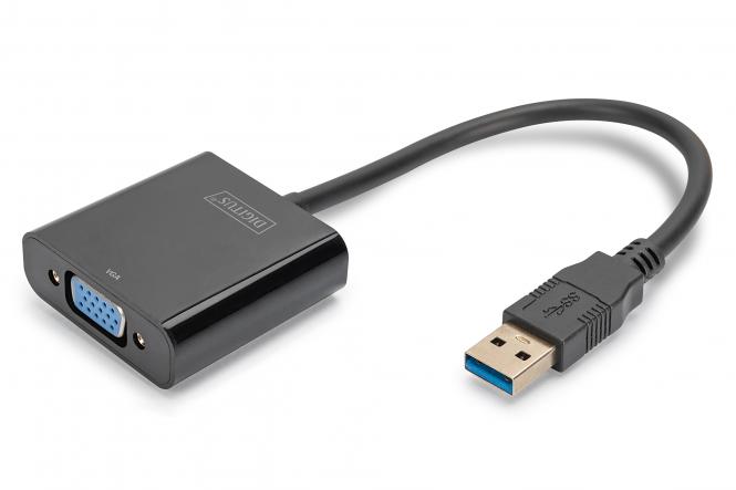 DIGITUS USB 3.0 - VGA Grafikadapter, USB auf VGA, schwarz (EAN: 4016032390725)
