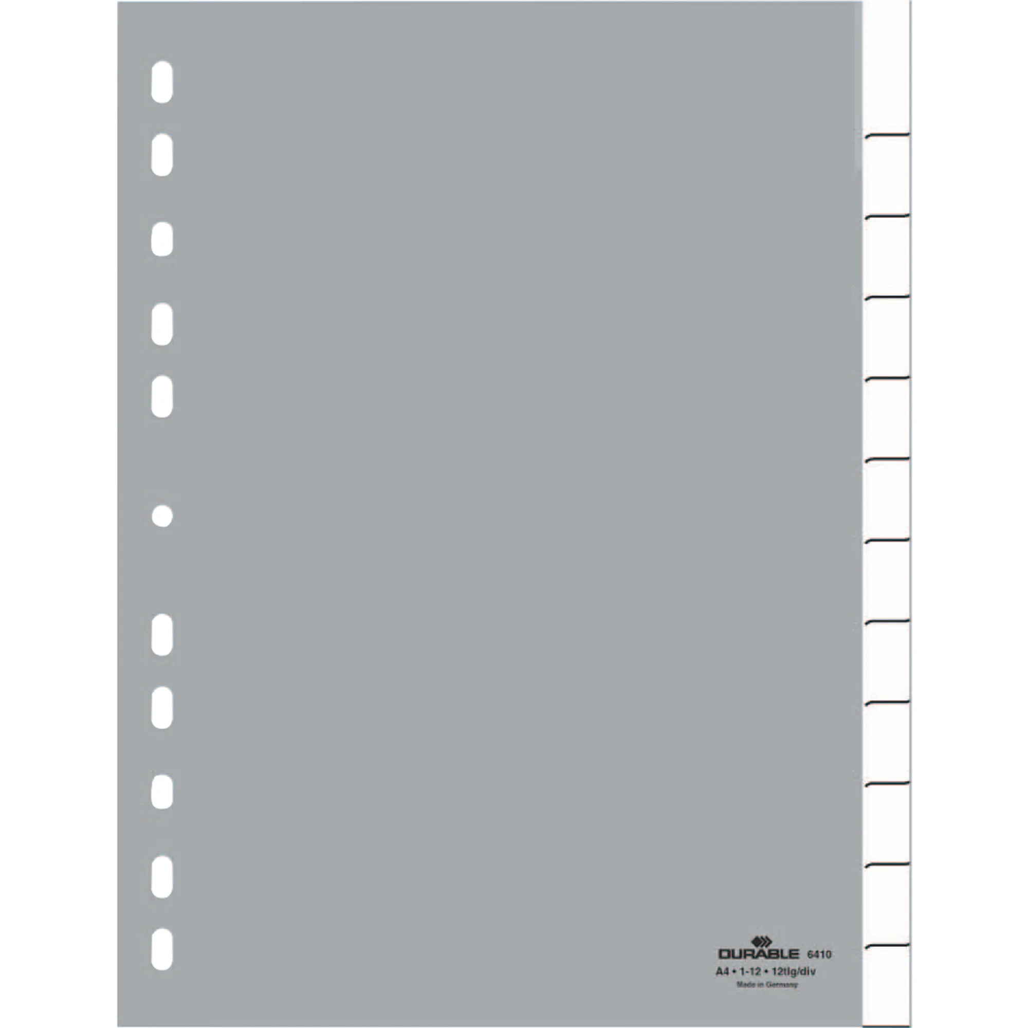 DURABLE Kunststoff-Register, A4, PP, 12-teilig, grau (EAN: 4005546640679)