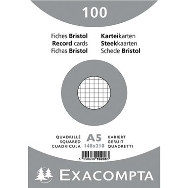 EXACOMPTA Karteikarten, DIN A5, kariert, weiß (EAN: 3130630102083)