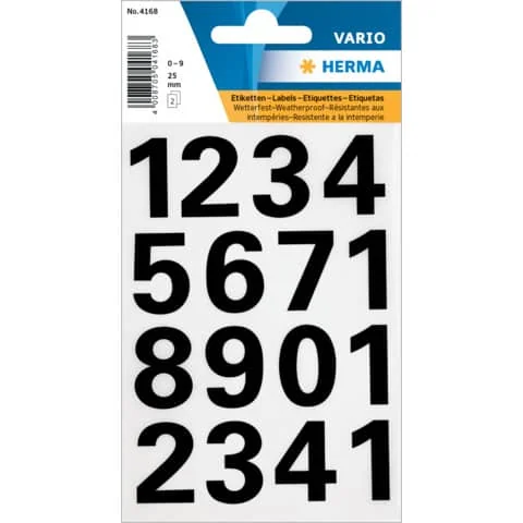 HERMA Zahlen-Sticker 0-9, Folie schwarz, Höhe: 25 mm (EAN: 4008705041683)