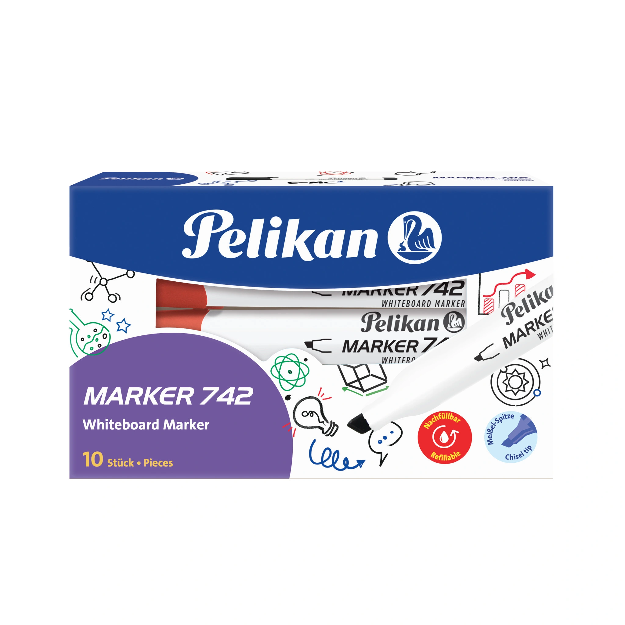 Pelikan Whiteboard-Marker 742, Keilspitze, rot (EAN: 4012700818034)