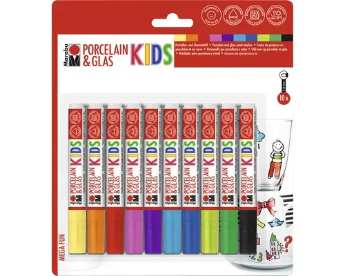 Marabu Marker "Porcelain & Glas KIDS", MEGA FUN, farbig sortiert (EAN: 4007751602091)