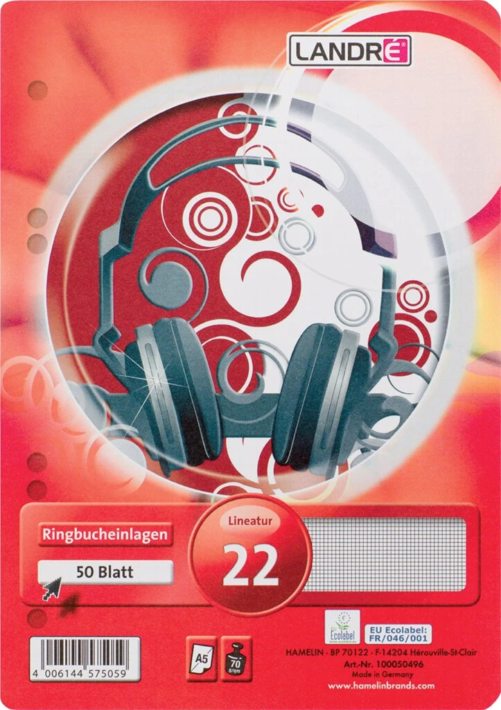 herlitz Ringbucheinlagen x.book, DIN A5, kariert (EAN: 4006144575059)