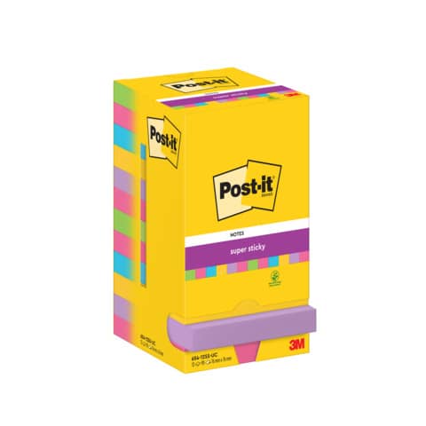 Post-it Haftnotizen super sticky notes, 76 x 76 mm, Neon (EAN: 4064035065683)