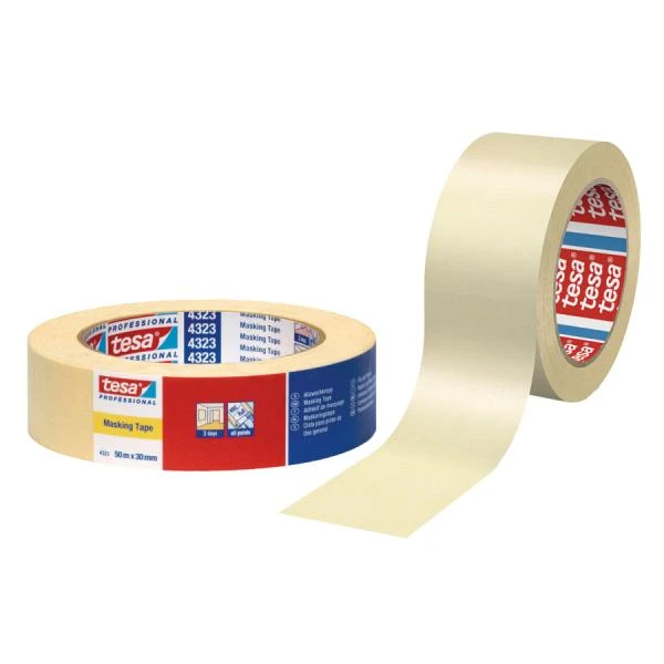 tesa Maler Krepp 4323 Basic Papierabdeckband, 50 mm x 50 m, hellbeige (EAN: 4005800021718)