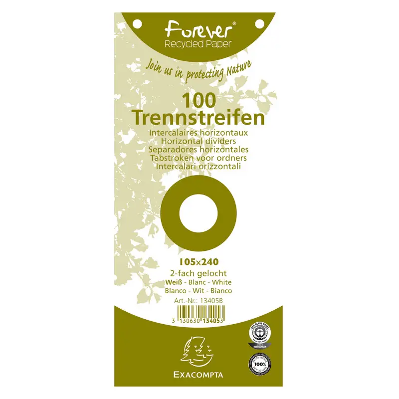 EXACOMPTA Trennstreifen Recycling, 105 x 240 mm, weiß (EAN: 3130630134053)