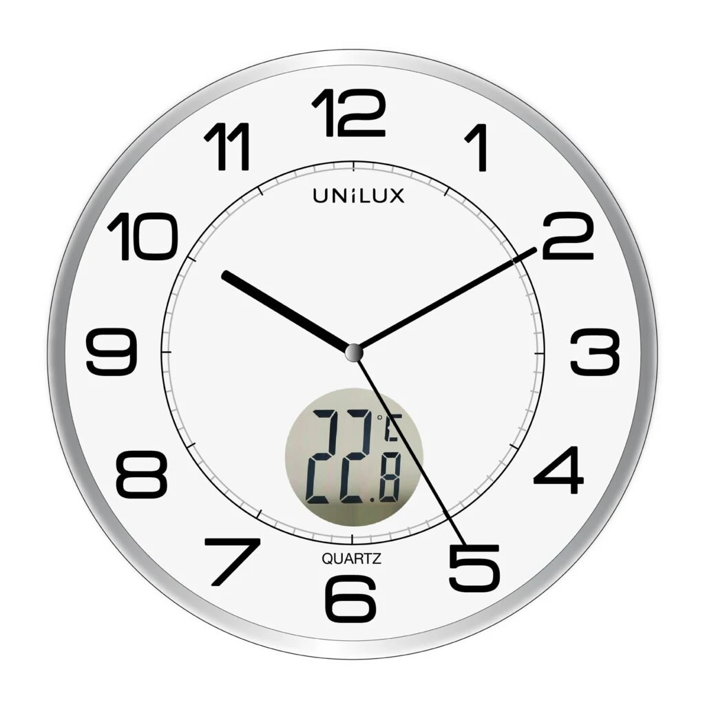 UNiLUX Wanduhr/Quarzuhr "TEMPUS", Durchm.: 300 mm, silber (EAN: 3595560025282)