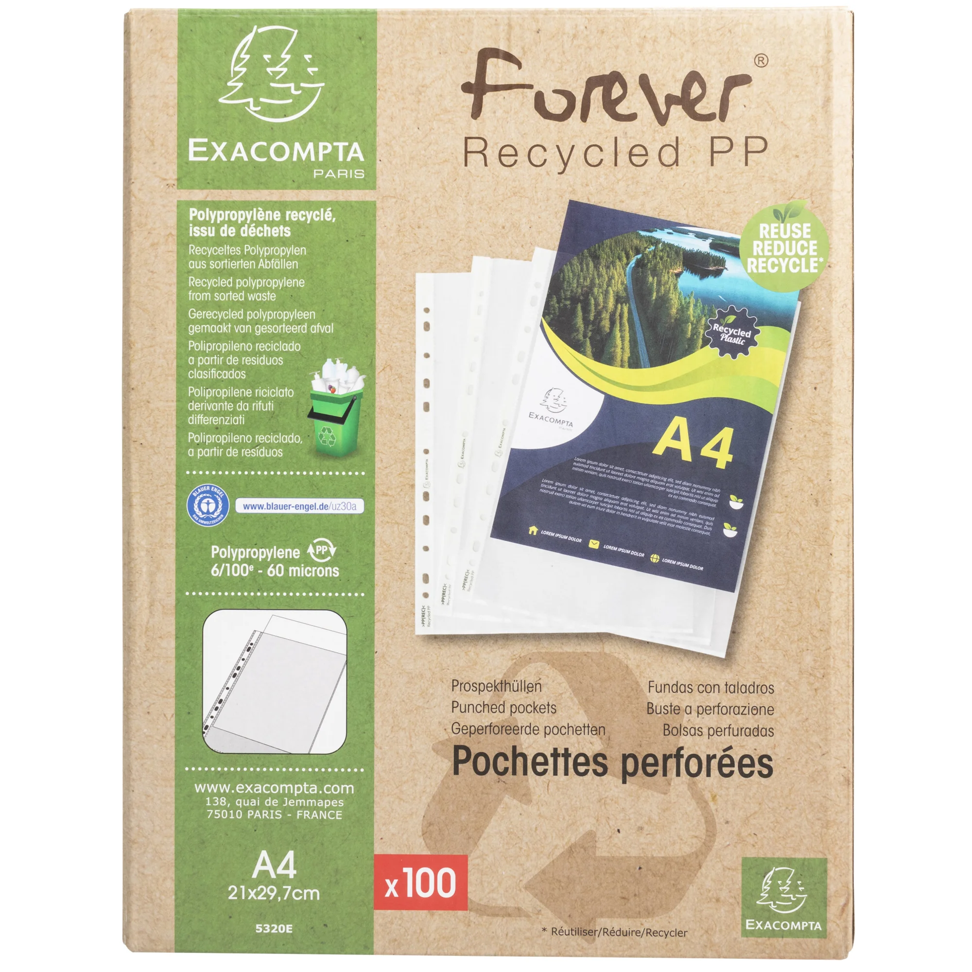 EXACOMPTA Prospekthülle Forever, DIN A4, PP, genarbt (EAN: 3130630053200)