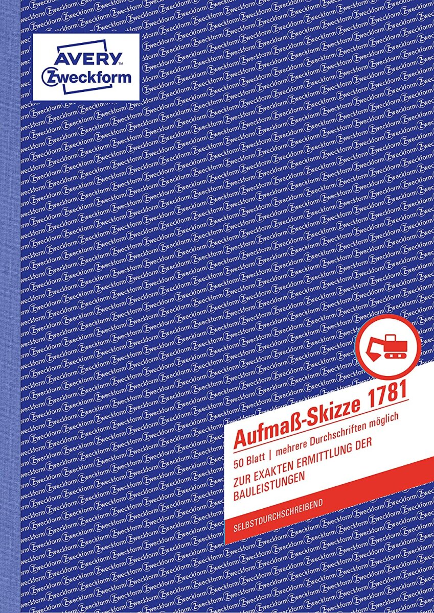 AVERY Zweckform Formularbuch "Aufmaß-Skizze", A4, 50 Blatt (EAN: 4004182017814)