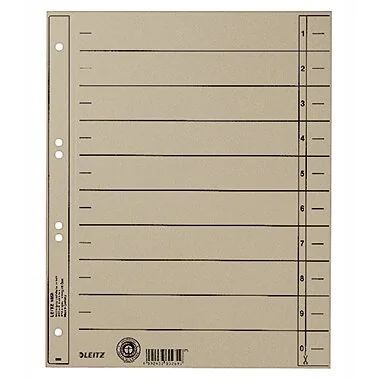 LEITZ Trennblätter, A4 Überbreite, Manilakarton 230g/qm,grau (EAN: 4002432302857)