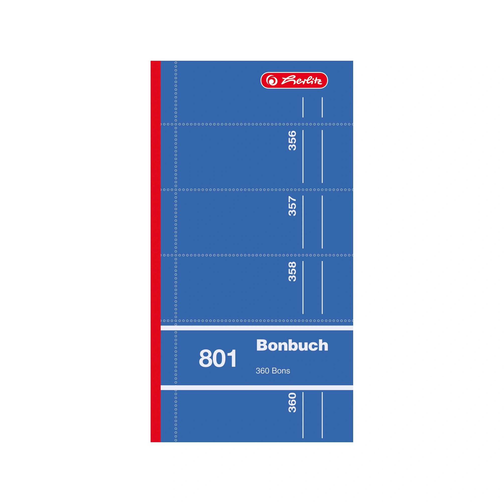 herlitz Formularbuch "Bonbuch 801", 90 x 198 mm, sortiert, rosa, blau, gelb, grün oder rot (EAN: 4008110891613)