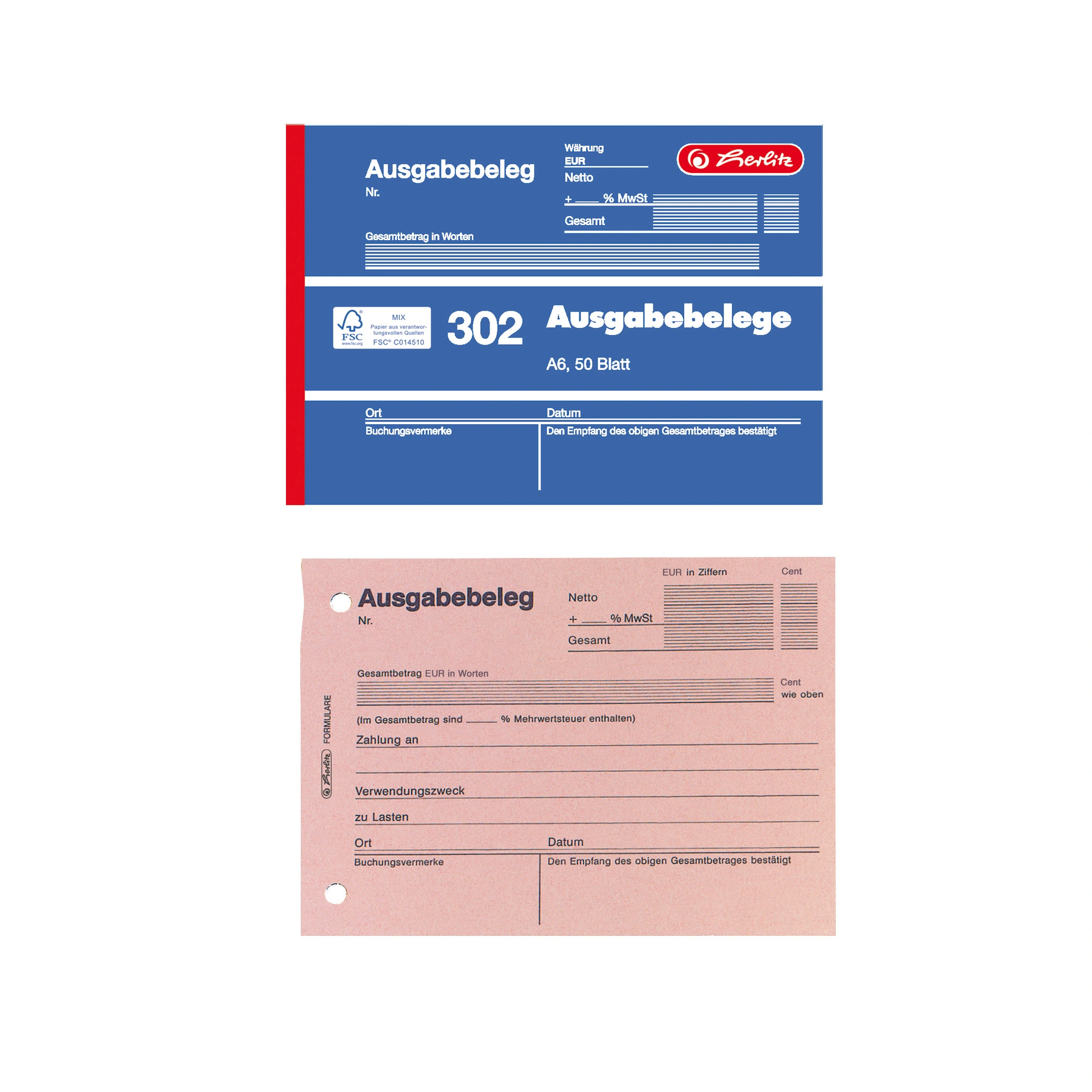 herlitz Formularbuch "Ausgabebeleg 302", DIN A6, 50 Blatt (EAN: 4008110885605)