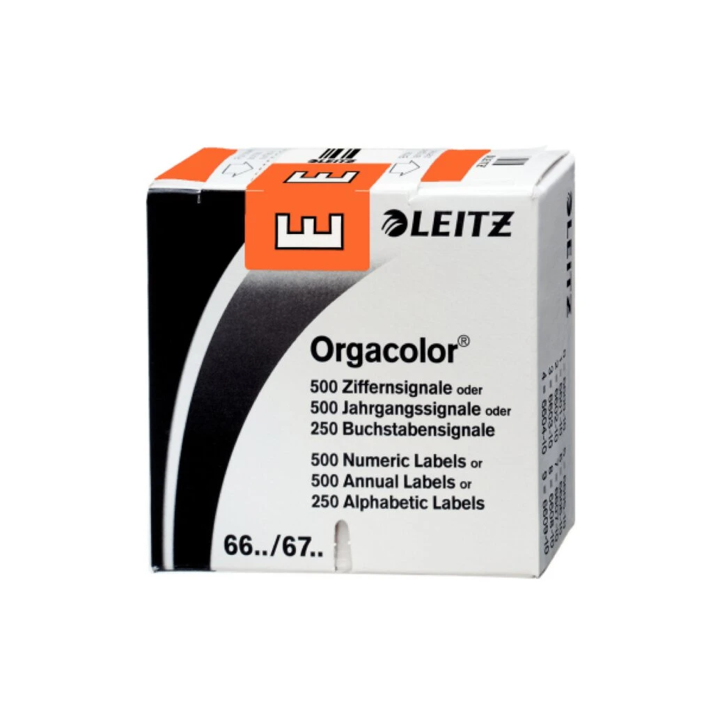 LEITZ Buchstabensignal Orgacolor "E", auf Rolle, orange (EAN: 4002432314041)