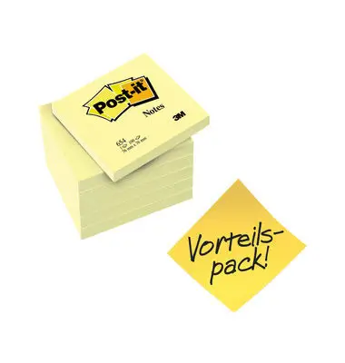 Post-it Haftnotizen notes, 76 x 76 mm, gelb, 5+1 gratis (EAN: 4046719295920)