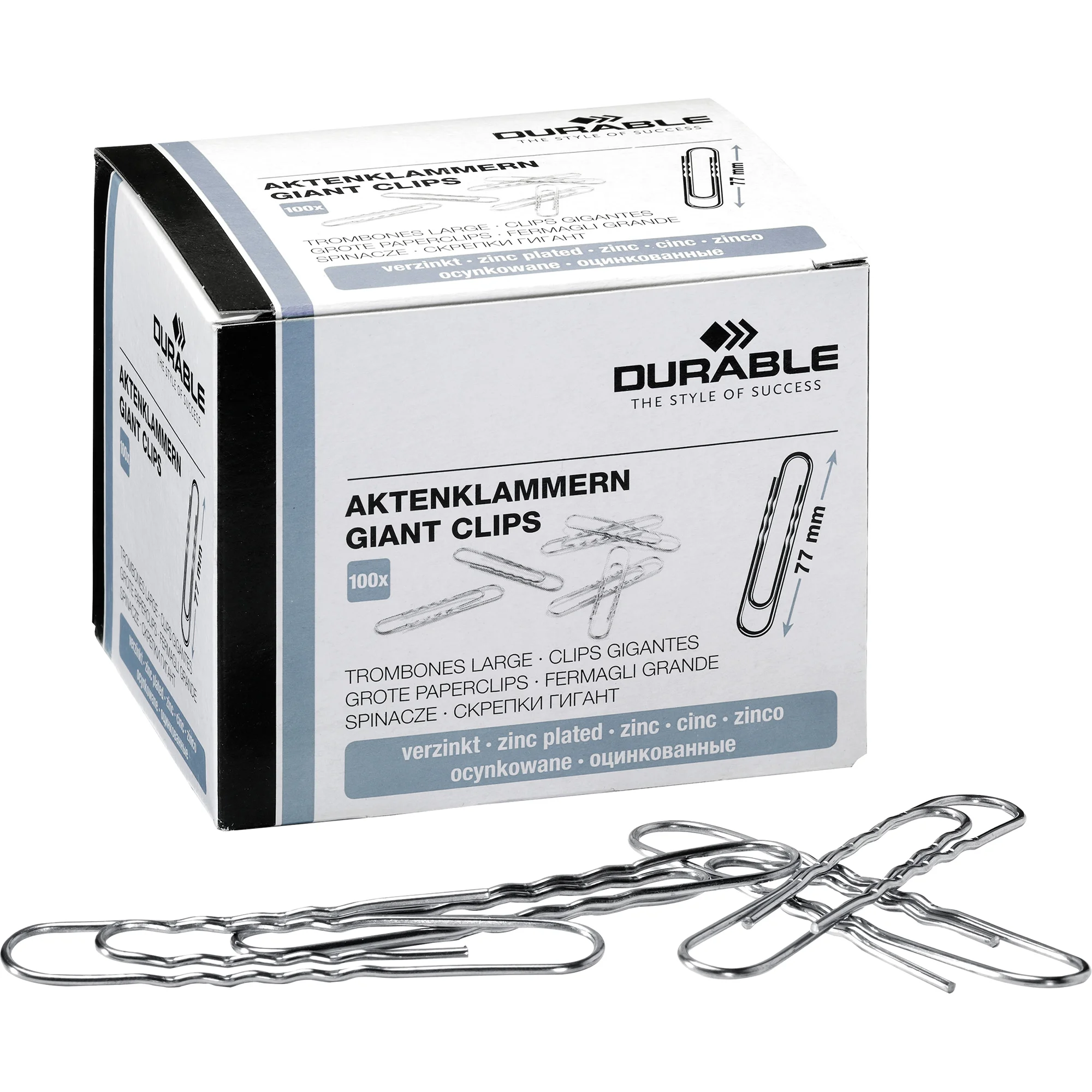 DURABLE Aktenklammern, verzinkt, rund, 77 mm (EAN: 4005546106540)