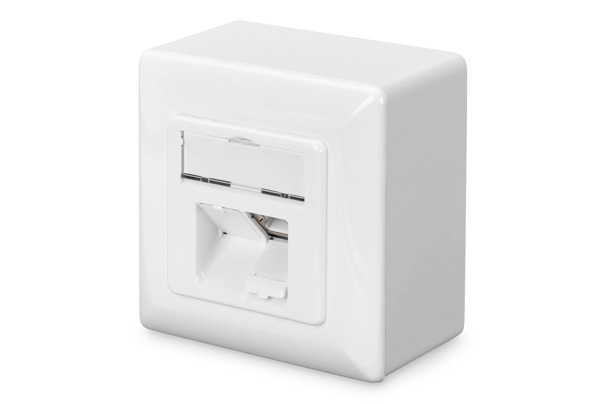 DIGITUS Aufputzdose Kat.6, Klasse E, 2 x RJ45, geschirmt, reinweiß (RAL 9010) (EAN: 4016032175735)