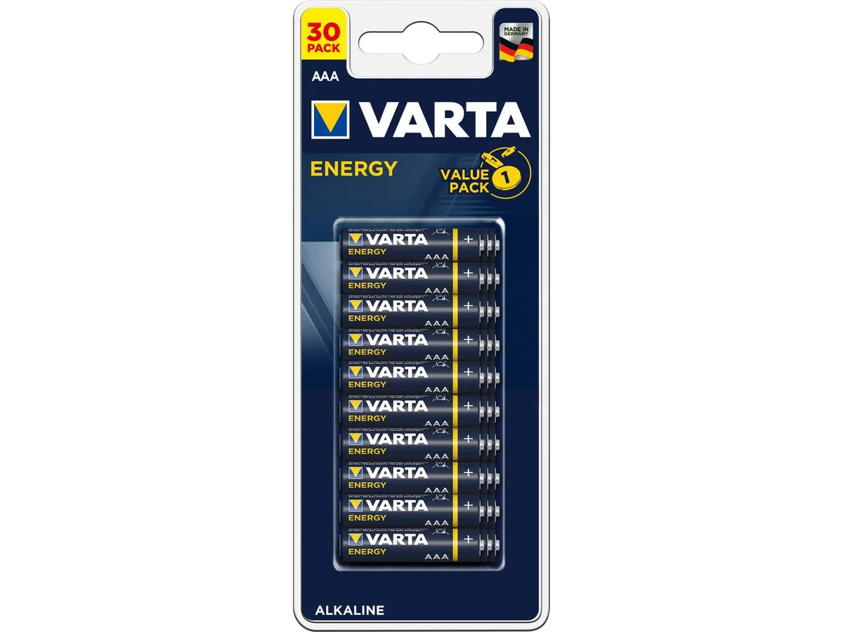 VARTA Alkaline Batterie Energy, Micro (AAA/LR3), 30er Pack (EAN: 4008496978168)