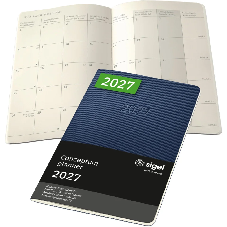 sigel Kalenderheft Conceptum 2027, ca. DIN A5, blau (EAN: 4004360764998)