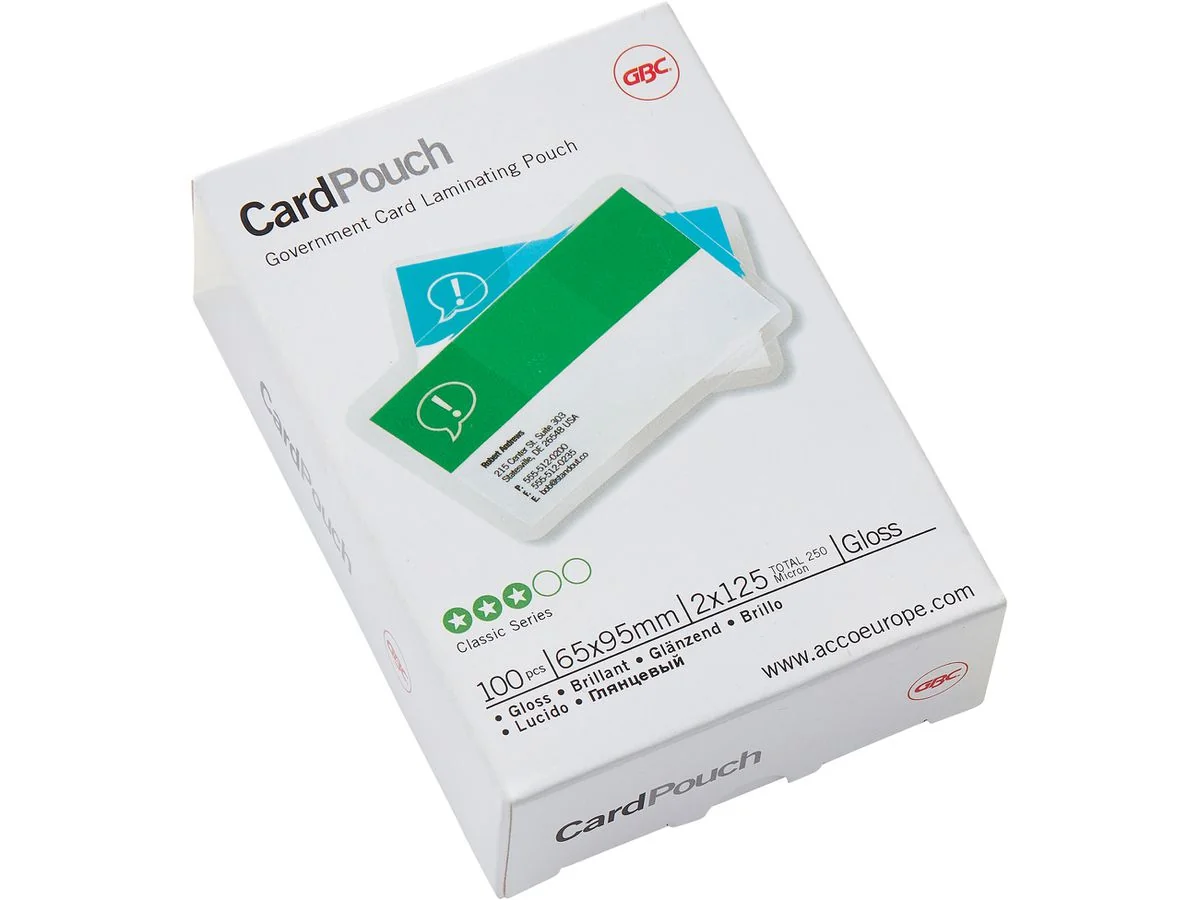 GBC Laminierfolientasche CardPouch, 65 x 95 mm, 250 mic (EAN: 0033816028623)