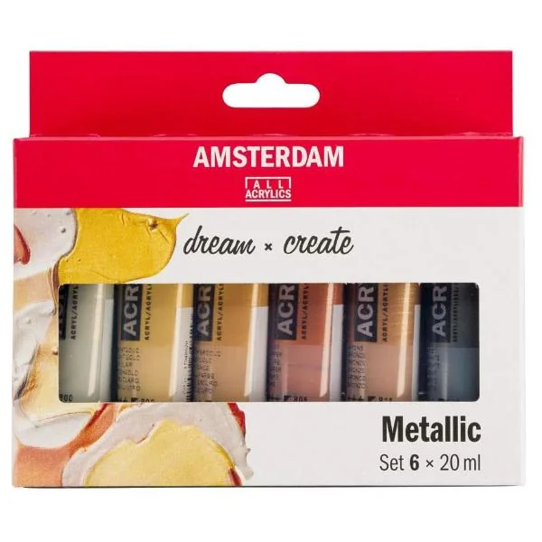 ROYAL TALENS Acrylfarbe AMSTERDAM Metallic, 6 x 20 ml (EAN: 8712079451110)