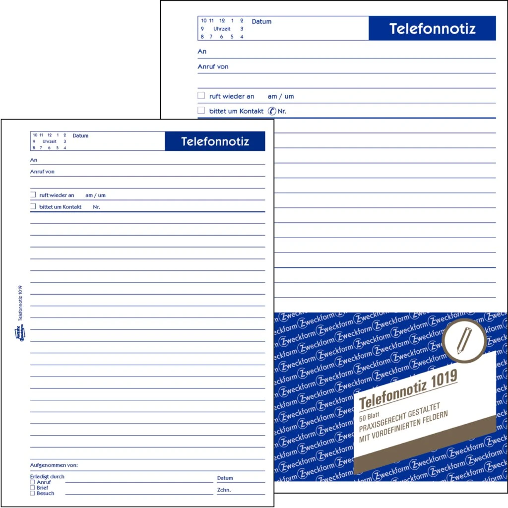 AVERY Zweckform Formularbuch "Telefonnotiz", A5, 50 Blatt (EAN: 4004182010198)