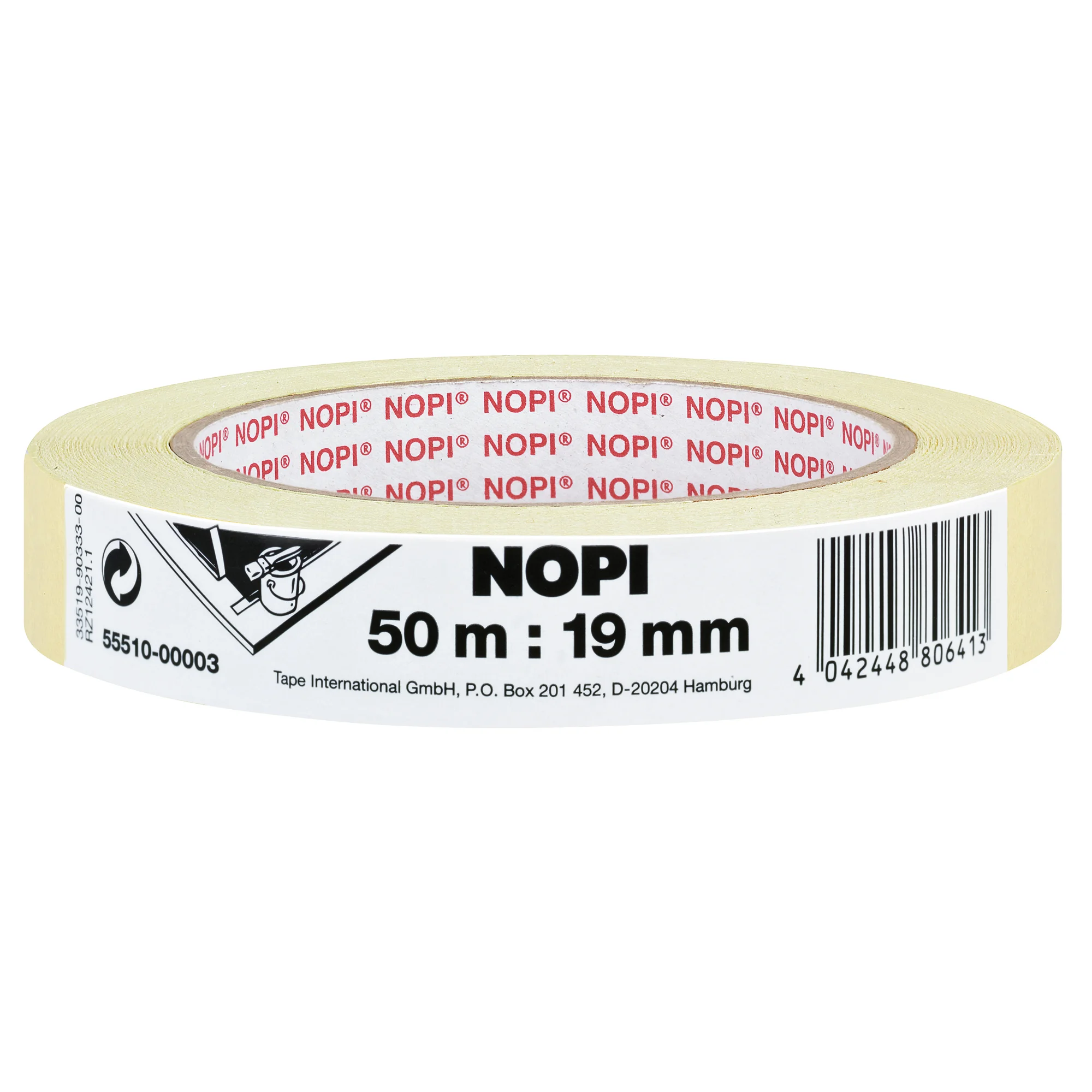 NOPI Maler Krepp Papierabdeckband, 19 mm x 50 m, beige (EAN: 4042448806413)
