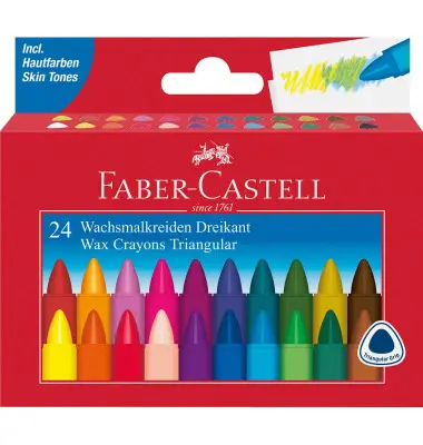 FABER-CASTELL Dreikant-Wachsmalkreide, 24er Kartonetui (EAN: 4005401200246)