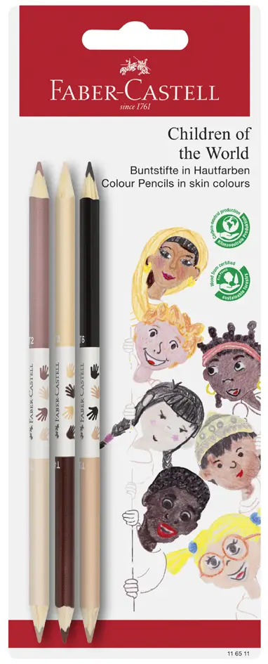 FABER-CASTELL Buntstifte Children of the World, 3er Blister (EAN: 4005401165118)