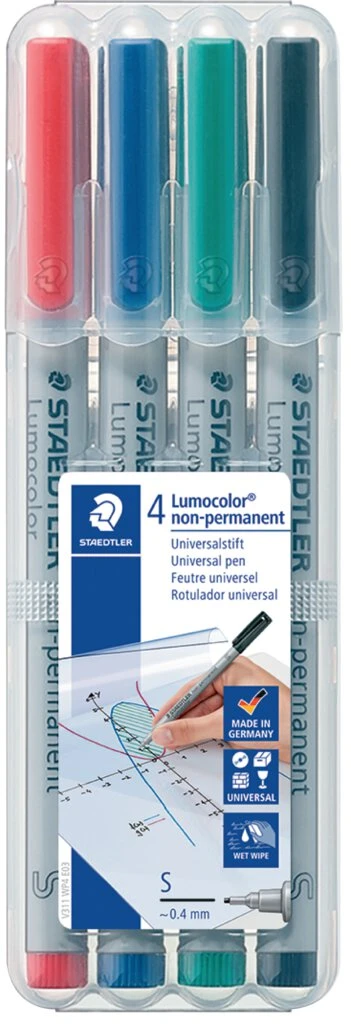 STAEDTLER Lumocolor NonPermanent-Marker 311S, 4er Etui (EAN: 4007817307748)
