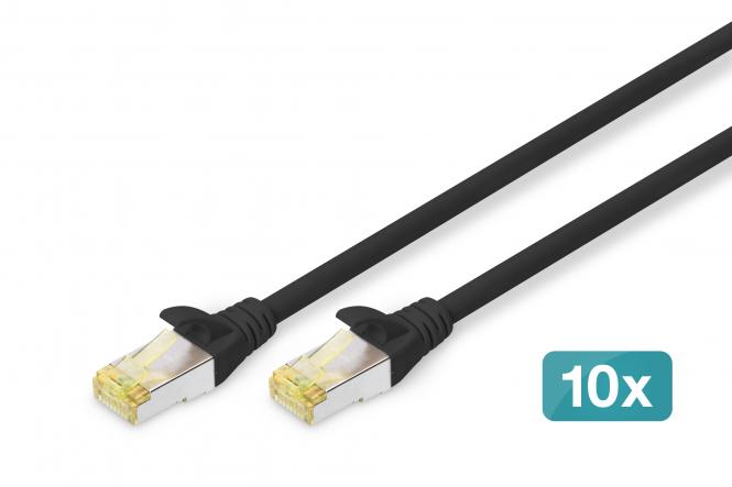 DIGITUS Patchkabel, Kat. 6A, S/FTP, 0,5 m, schwarz, Set (EAN: 4016032469063)