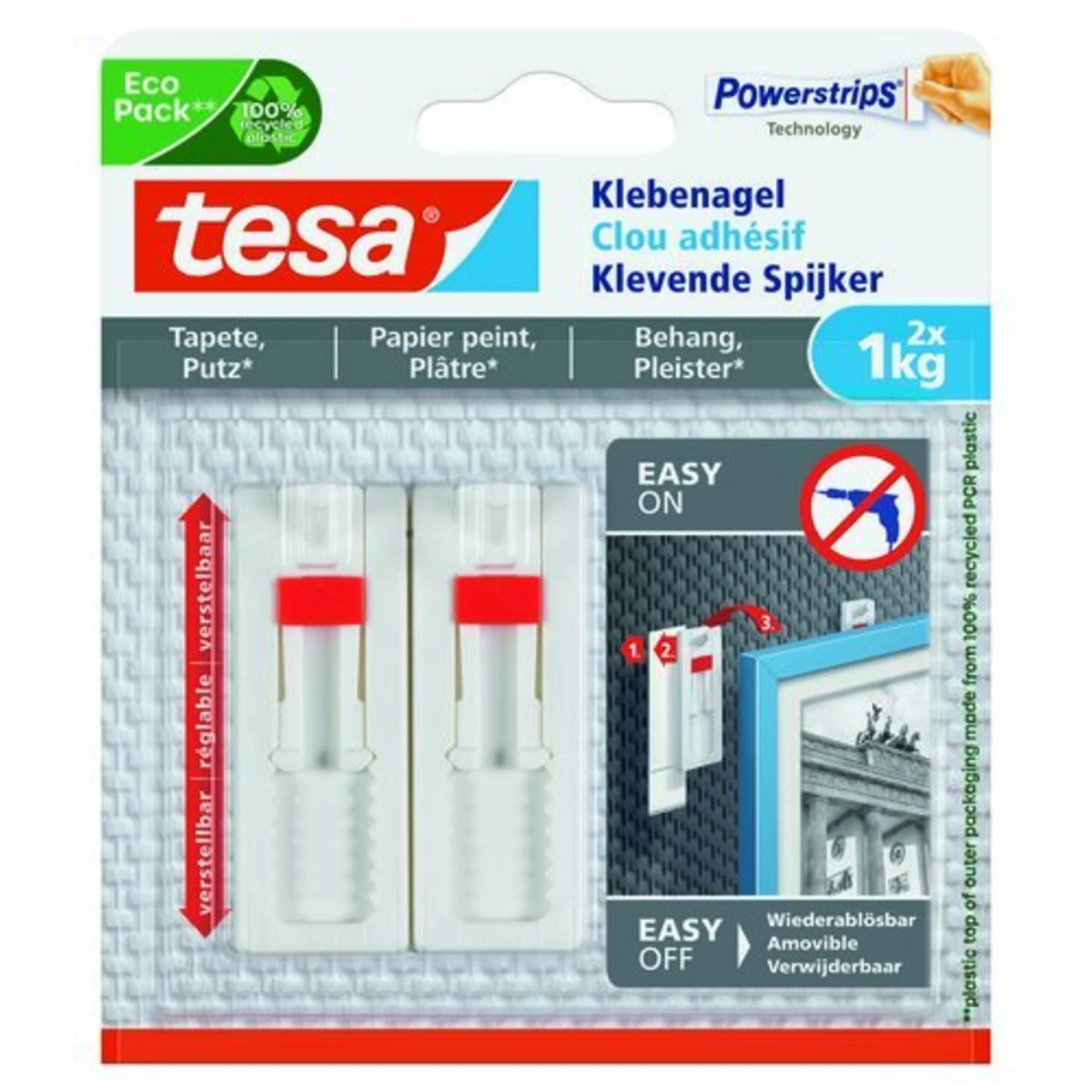 tesa Powerstrips Klebenagel für Tapete und Putz, 1,0 kg (EAN: 4042448340481)